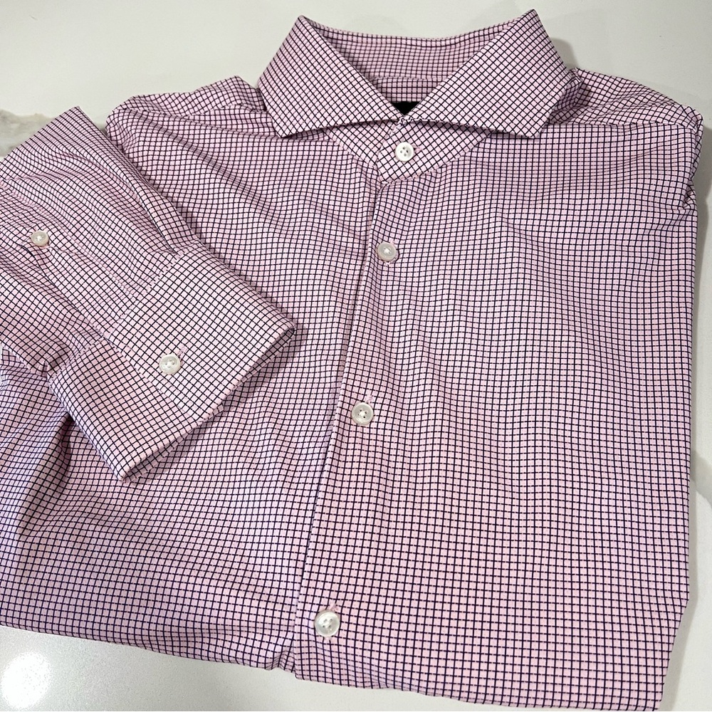Greyson men's  Checkered grid long sleeve button up‎ size medium pink/navy